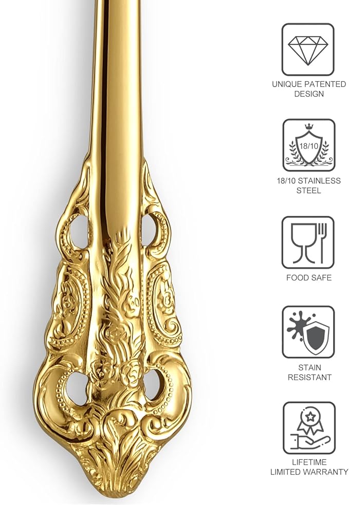 KEAWELL Gorgeous Round Soup Spoon, Set of 4, 18/10 Stainless Steel, Luxury Bouillon Spoon