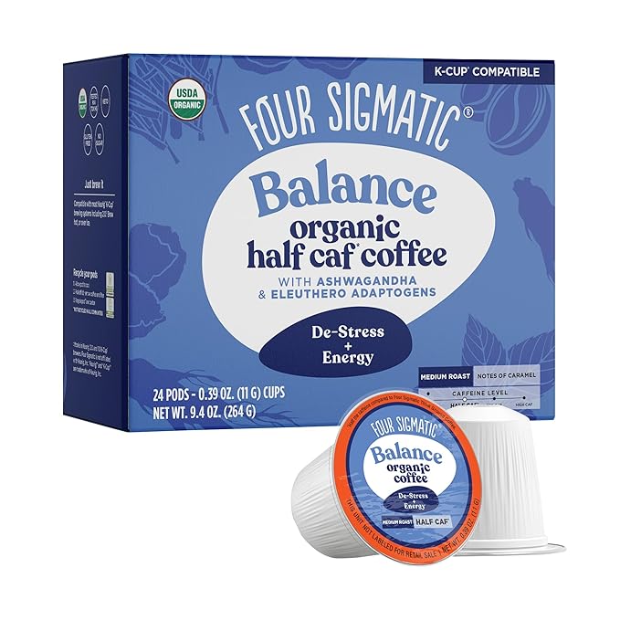 Four Sigmatic Adaptogen Coffee K-Cups | Organic Medium Roast Ground Coffee with Ashwagandha