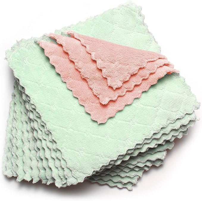kimteny 12 Pack Dish Towels, 10x10 in Premium Dish Cloths, Super Absorbent Kitchen Towels Coral