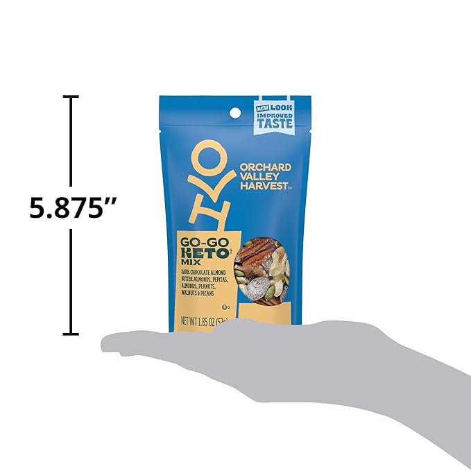 Orchard Valley Harvest Go-Go Keto Mix, 14 Pack (1.85 oz), Dark Chocolate Almonds, Peanuts, Walnuts
