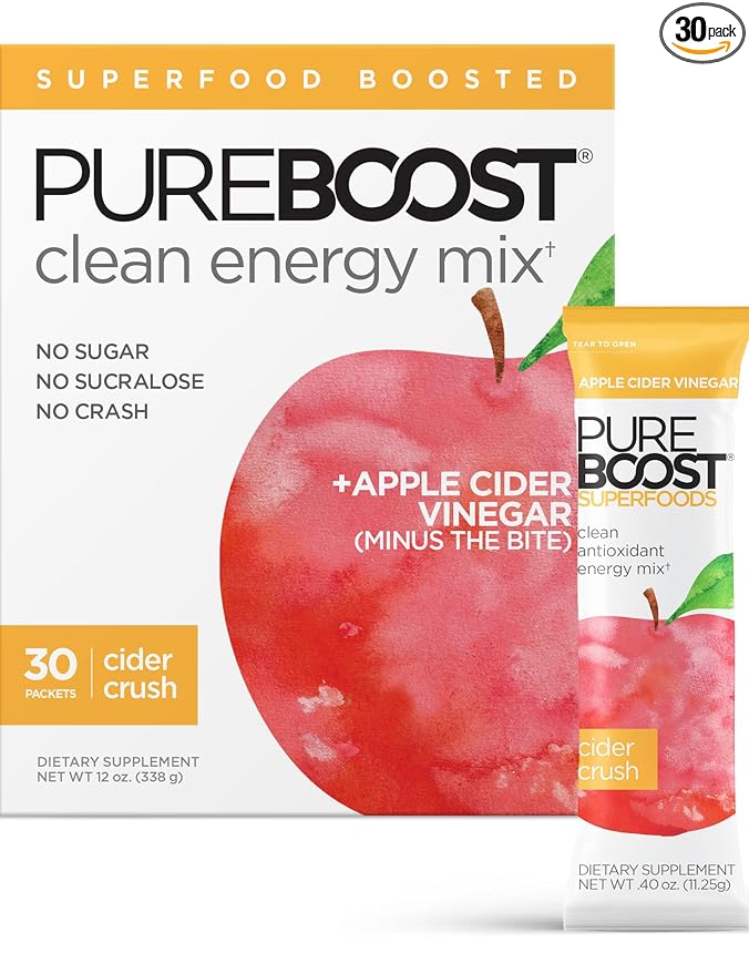 Pureboost Superfoods Clean Energy Booster with Apple Cider Vinegar. Refreshing Energy Drink Mix