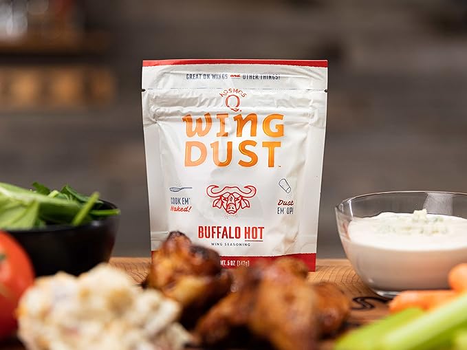 Kosmos Q Hot Buffalo Wing Dust, Spicy Chicken Wing Seasoning Powder for Wings, Popcorn, Fries &