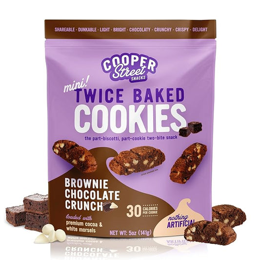 Cooper Street Twice Baked Brownie Chocolate Biscotti Cookies - Light and Crispy Coffee Cookie Bites