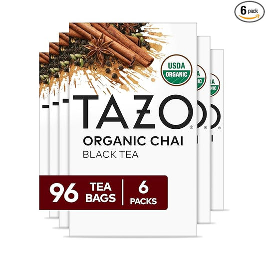 TAZO Organic Chai Black Tea Bags, Chai Tea, 96 Total Tea Bags (16ct - Pack of 6)