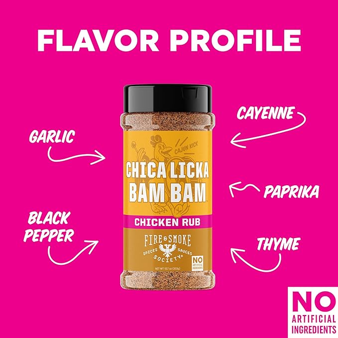 Fire & Smoke Society Chica Licka Bam Bam Chicken Seasoning | BBQ Seasonings and Rubs for Smoking