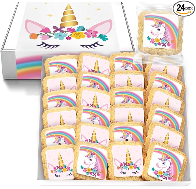Unicorn Cookies Individually Wrapped Bulk For Kids Theme Birthday Party Favors 24 Pack Bulk for