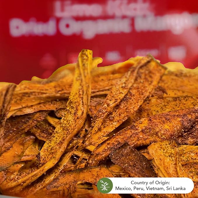 Earthside Farms - Dried Organic Mangoes, Lime Kick Dried Mangoes, Sweet and Spicy, Gluten Free, No
