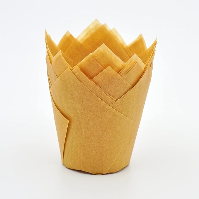 Muffin Greaseproof paper Baking cupcake cups, 2" x 3 1/2" Natural Tulip Baking Cup Case of 125 pcs