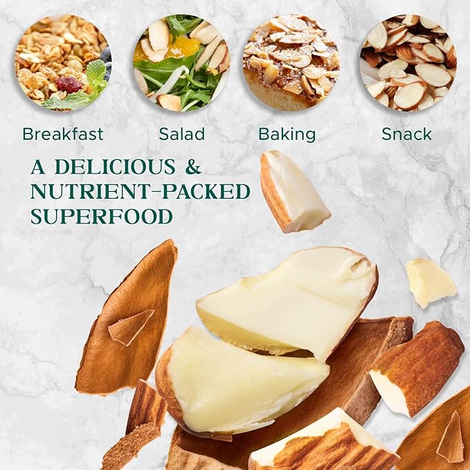 Premium Raw Unsalted Sliced Almonds 32oz (2 lb) | Superior Gourmet Quality | Batch Tested Gluten &