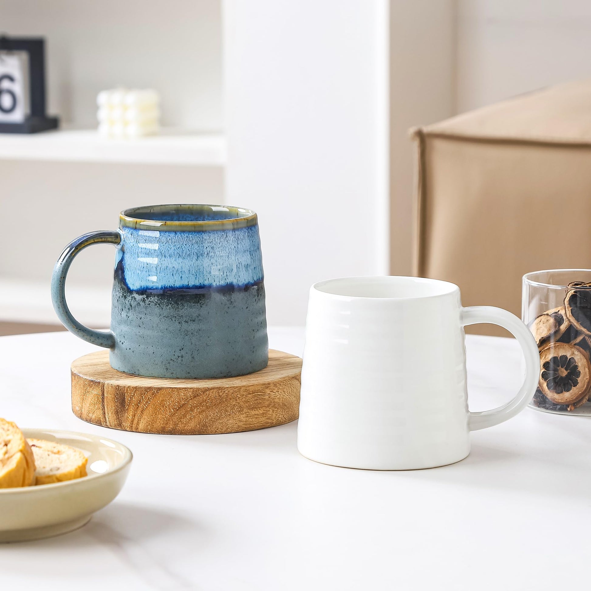 masoline Ceramic Coffee Mug, 15.5 oz Handmade Tea Cup for Office and Home