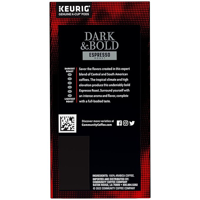 Community Coffee Dark & Bold Espresso Roast 24 Count Coffee Pods, Compatible with Keurig 2.0 K-Cup