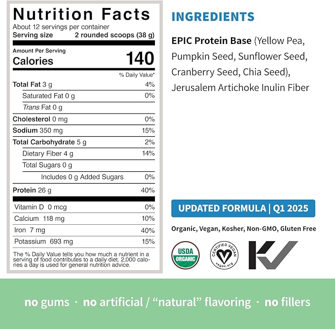 Plant Based Protein & Superfoods Powder, Original, Unflavored | Organic Protein Powder, Vegan, Non