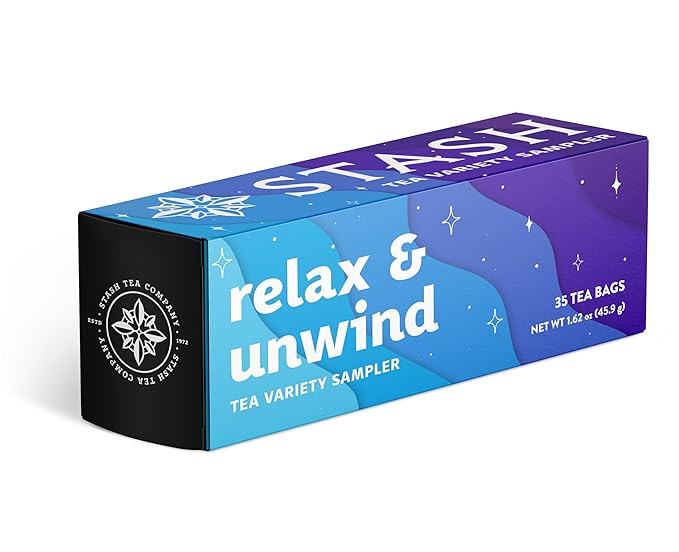 Stash Tea Relax and Unwind Tea Sampler - Assorted Specialty Tea Gift Set, Calming Herbal Teas to