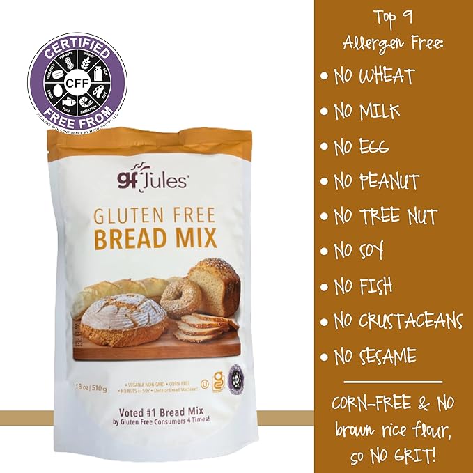 gfJules Certified Gluten Free Bread Baking Mix | Loaf, Baguettes, Bagels, Focaccia and more | No