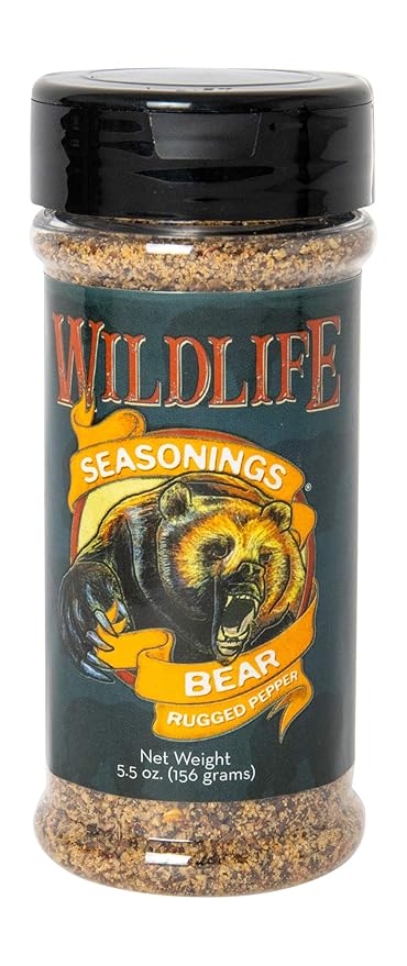 Wildlife Seasonings Bear Rugged Pepper Blend - Bold 7 Pepper Steak Seasoning for Beef, Pork, and