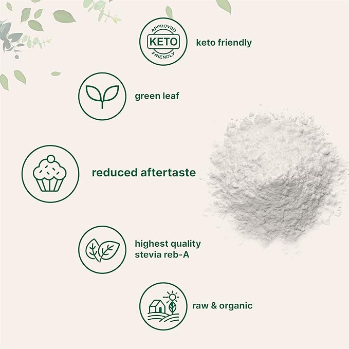 Pure Organic Stevia Powder, 4 Ounces, 706 Serving, Highest Grade Stevia Green Leaf Extract Reb-A