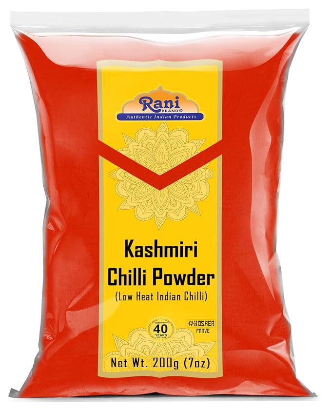 Rani Kashmiri Chilli Powder (Deggi Mirch, Low Heat) Ground Indian Spice 7oz (200g) ~ All Natural