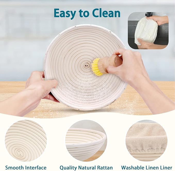 Aliggbent 28Pcs Sourdough Bread Baking Supplies, 10'' Round & 10'' Oval Banneton Bread Proofing