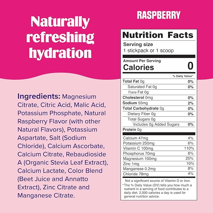 Ultima Replenisher Daily Electrolyte Powder Drink Mix ??Sugar Free ??Raspberry, 20 Stickpacks