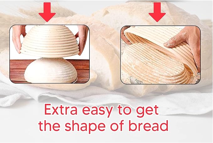 9 Inch Round Bread Banneton Proofing Basket Set of 2 ??Sourdough Proofing basket kit for Artisanal
