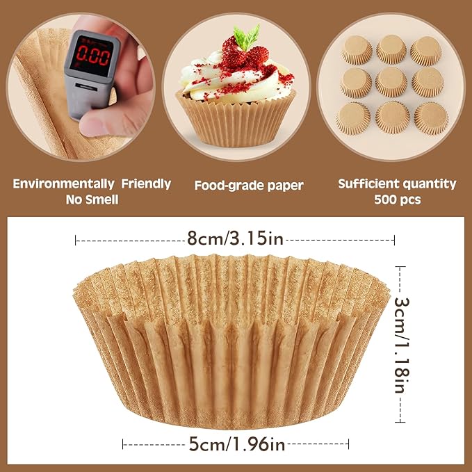 500pcs Standard Natural cupcake liners for baking,food grade cupcake wrappers,non-stick