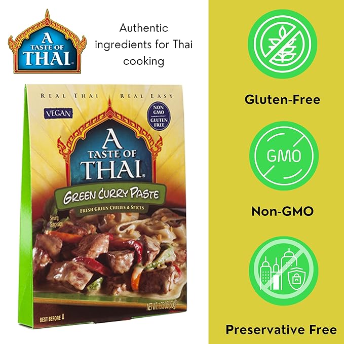A Taste of Thai Green Curry Paste, 1.75 Ounce - 24 per case.