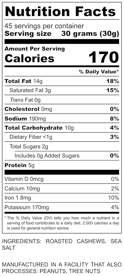Oven Dry Roasted Fancy Cashews with Sea Salt-48 oz (3 lb) | Whole | No Oil | No PPO | Vegan and