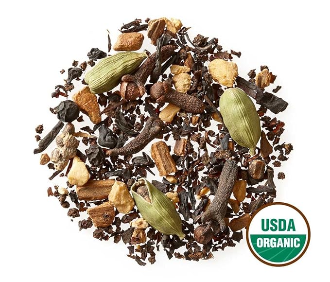 Golden Moon Tea Organic Masala Chai Black Tea - Pure & Authentic Blend - Loose Leaf, Non-GMO