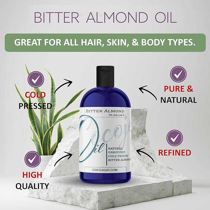 cocojojo Pure Bitter Almond Oil 8 oz Unrefined Cold Pressed Extra Virgin All Natural Perfect for