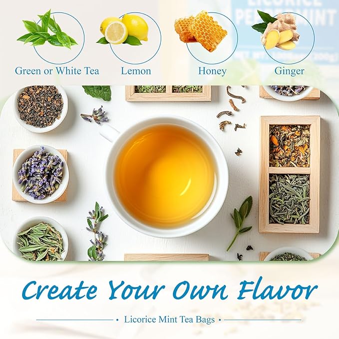 WT WEETEE Licorice Mint Tea Bags 100 Counts, Made 100% Natural & Pure Peppermint & Licorice Root
