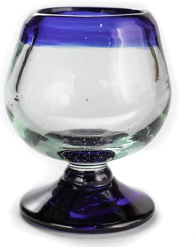 Authentic Mexican Tequila Hand Blown Shot Glasses - Set of 4-2 oz - Mini Glass Snifters - Heavy