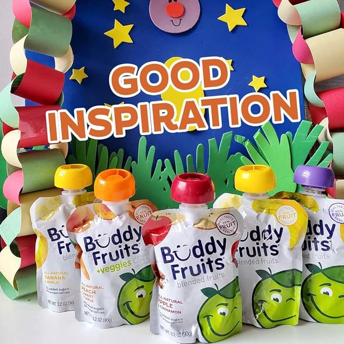 Buddy Fruits & Veggies Snacks To Go Peach Carrot Unsweetened Applesauce 3.2oz Pouch (18pk)