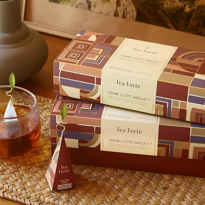 Tea Forte Frank Lloyd Wright Presentation Box Tea Gift Set Sampler, 20 Count 2 of Each Variety