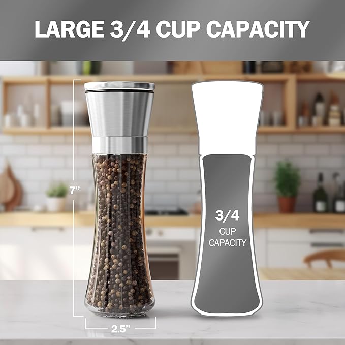HOME EC Original Stainless Steel Salt or Pepper Grinder 1pk - Adjustable Ceramic Sea Salt Grinder