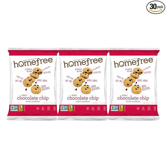 Homefree Treats You Can Trust Gluten Free Mini Cookies, Single Serve, Chocolate Chip, 1.1 Ounce