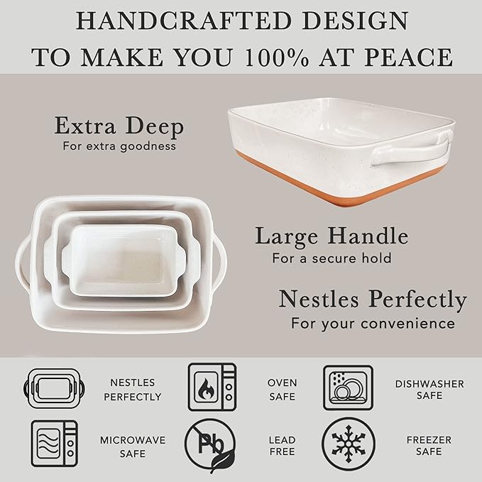 Mora 7x11in & Loaf Baking Dishes - Porcelain Casserole & Bakeware, Oven-to-Table, Freezer Safe