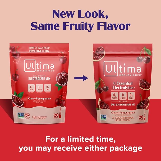 Ultima Replenisher Daily Electrolyte Powder Drink Mix ??Sugar Free ??Cherry Pomegranate, 20