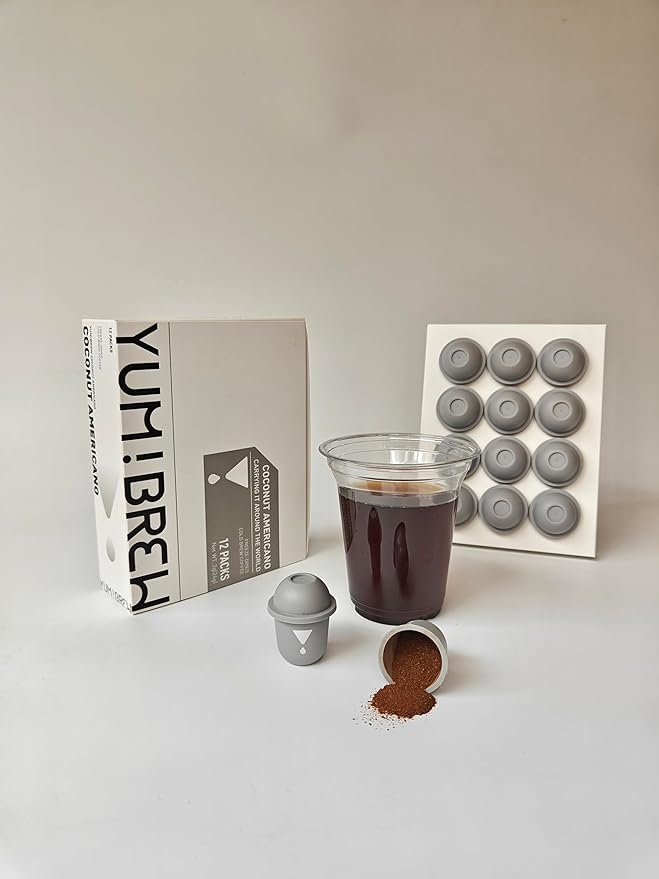 Yum!Brew Instant Coconut Americano Coffee – Freeze-Dried Yunnan Arabica | 12 Servings | Smooth &