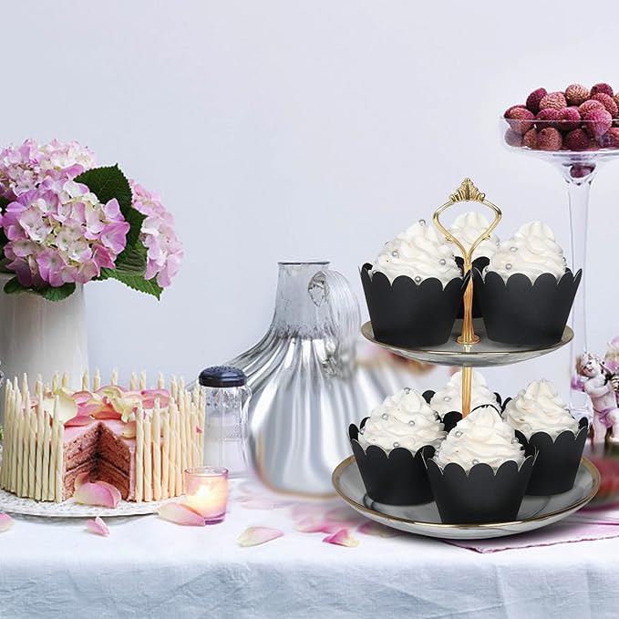 KPOSIYA Set of 100 Artistic Bake Cake Cups Filigree Little Vine Lace Laser Cut Cupcake Wrapper