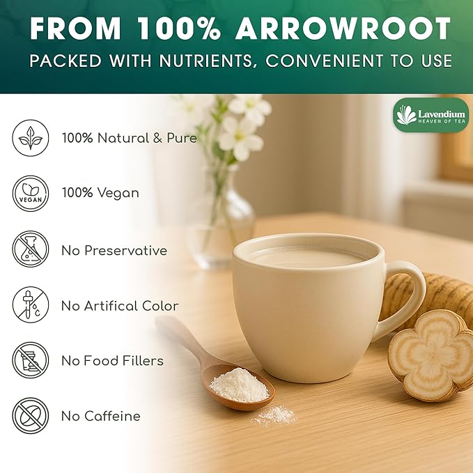 Lavendium, Premium Arrowroot Starch Powder ??8oz Resealable Bag, Gluten-Free, Non-GMO, Premium