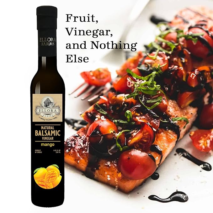 Ellora Farms, Mango fruit Infused Greek Balsamic Vinegar, thick and creamy, no-added sugars