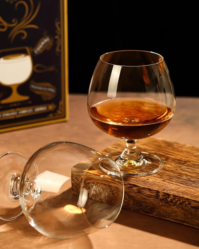 Physkoa 22 oz Large Brandy Snifter Glasses ??Set of 2 Gift Boxed Short Stem Giant Brandy & Cognac