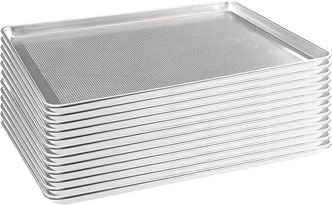 HARDURA Aluminum Perforated Baking Sheet Pan 18”L X 26”W X 1”H Cookie Sheet, 12Packs, For Oven in