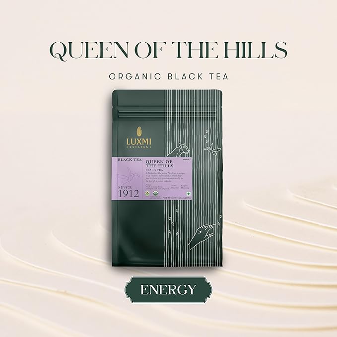 Luxmi Estates Queens Black Tea Blend 50 Tea Bags (100gm) Pack | Organic Black Tea | 50 Cups Bulk