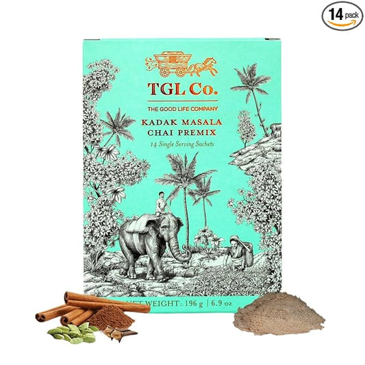 TGL Co. Kadak Masala Chai Instant Tea Premix – 14 Sachets | Bold Indian Spiced Chai Powder |