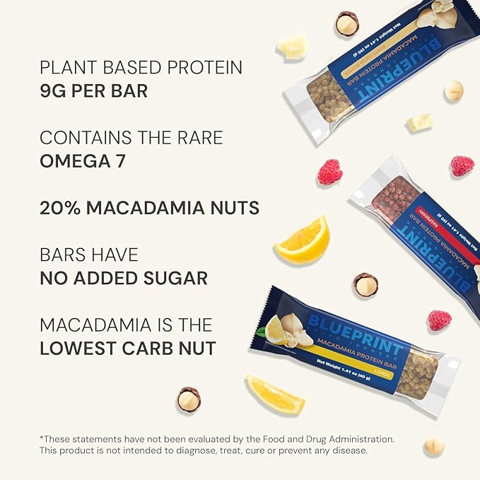 Blueprint by Bryan Johnson Macadamia Nut Protein Bars ??Variety Pack Protein Bars - Lemon, White
