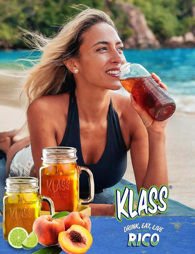 Klass Iced Tea Drink Mix - Sugar Free Variety Pack - Peach & Lime Black Tea On-The-Go! (44 Count