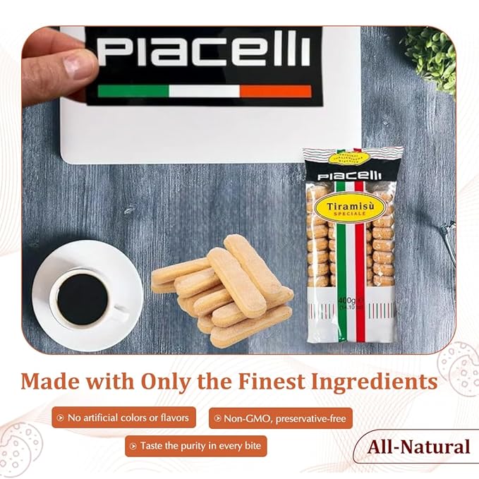 PIACELLI Lady Fingers Cookies with Light, Airy Texture - Tiramisu Cookies Ideal for Classic