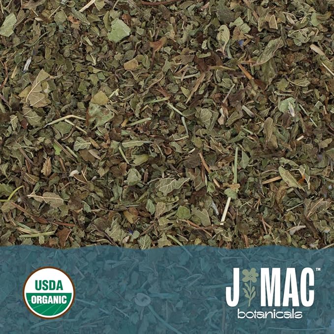 J Mac Botanicals Organic Lemon Balm (16 oz), Loose Leaf Tea, Dried Lemon Balm Tea, herbal Infusion