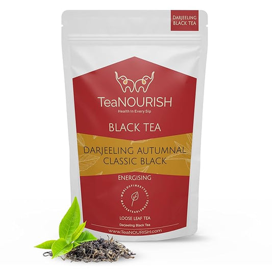 TeaNOURISH Darjeeling Autumnal Classic Black | Autumn Flush Loose Leaf | Strong, Robust Taste &